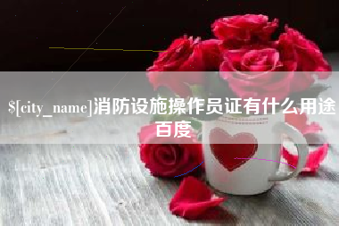 嘉峪关消防设施操作员证有什么用途百度
