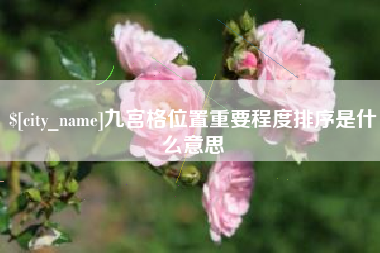 嘉峪关九宫格位置重要程度排序是什么意思